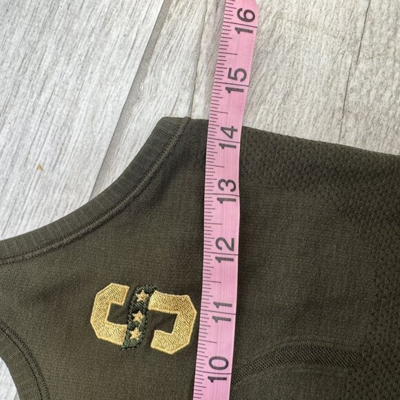 Lululemon Olive Green Racerback Tank Top With Embroidered "S" & Star Design Wome - Picture 7 of 8